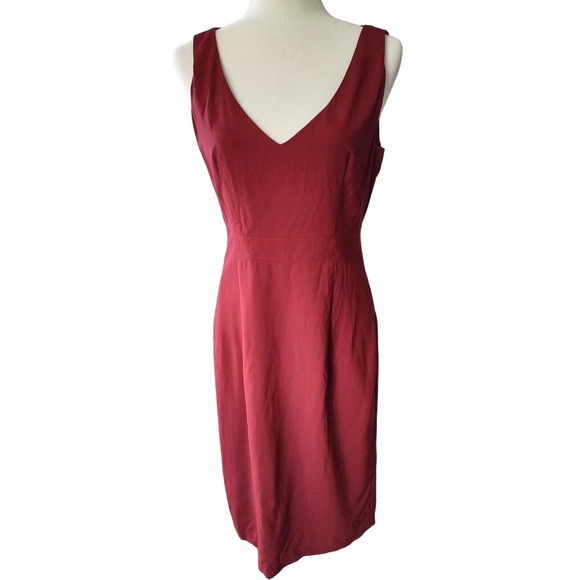 J.CREW Dresses & Skirts - J.Crew Size 8 Womens 100% Wool Surplice Sheath Dress Burgundy Vneck Career Lined